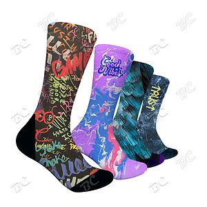 Free Shipping Seamless Full Color 360 degree Printing Socks