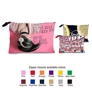 Full color Edge-to-Edge Zippered 5 oz. Cotton Large Pouch