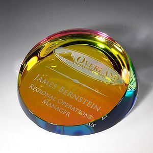 4-1/4" Rainbow colored corona paperweight