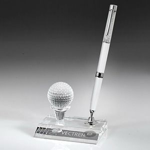 Desktop, Award-Crystal Golf Pen Set w/ White Ballpoint Pen_D701CA