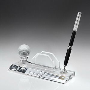 Desktop,Award- Business card holder with Golf Pen Set w/ Black Ballpoint Pen_D704CA