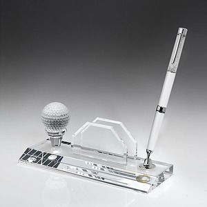 Desktop,Award- Business card holder with Golf Pen Set w/ White Ballpoint Pen_D705CA