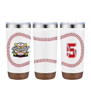 22 oz. Baseball Design Double Wall Steel Cork Bottom Tumbler