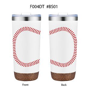 22 oz. Baseball Design Double Wall Steel Cork Bottom Tumbler