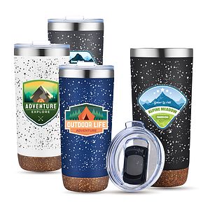 22 oz. Speckled Design Double Wall Steel Cork Bottom Tumbler