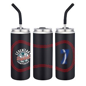 20 oz. Baseball Design Vacuum Tumbler With Straw