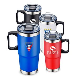24 oz. Stainless Steel Black Carrying Handle Travel Mug
