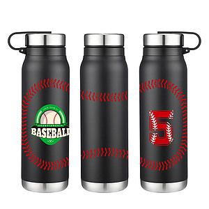 20 oz. Baseball Design Stainless Steel Vacuum Water Bottle w/ Twist Lid