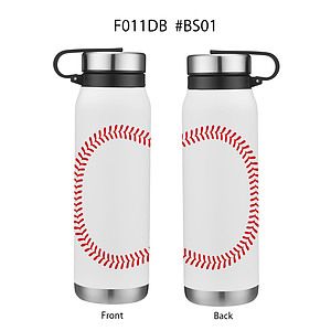20 oz. Baseball Design Stainless Steel Vacuum Water Bottle w/ Twist Lid
