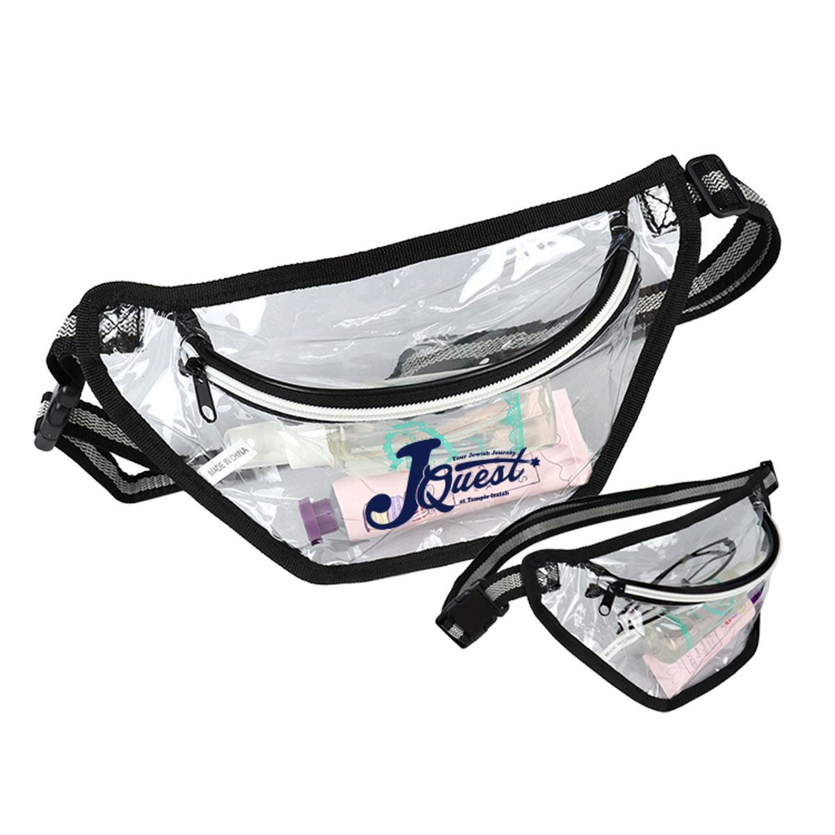 25C Clear Striped Zipper Fanny Pack
