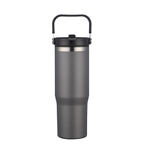 30 oz. Double Wall Travel Mug with Straw Lid & Carry Handle