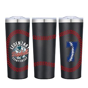 28 oz. Baseball Design Double Wall Stainless Steel Vacuum Tumbler Water Bottle