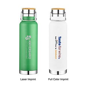 22 oz. Double Wall Stainless Steel Vacuum Water Bottle/Mug w/Bamboo Lid