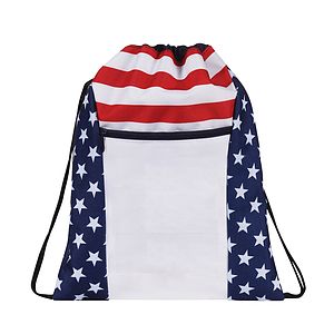 Patriotic Drawstring Backpack with zippered Front Packet(Bag, Backpack)