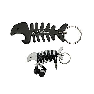 Fish Bottle Opener Keychain w/ Earbud Organizers
