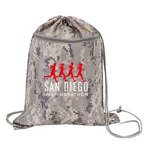 Digital Camo Zippered Pocket Drawstring Backpack