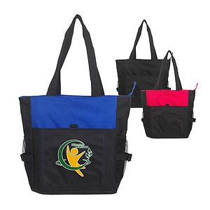 600D polyester Deluxe Zippered Tote Bag
