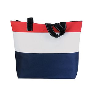 600D Carrying Handles Zippered Stripes Tote Bag