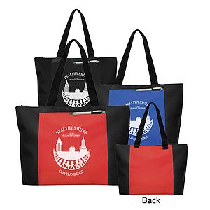 Durable 600D polyester daily zipper tote with heavy Backing.