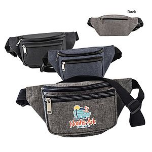 300D Heathered 3-Zipper Fanny Pack Bag