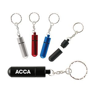 Aluminum Pill Tube, Pill Box W/Key Chain (keychain, key chains)