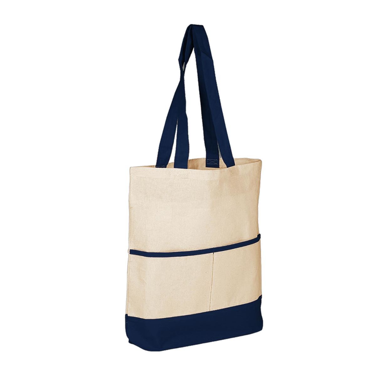 100% Cotton Canvas Tote bag w/Color Accent Pocket_R105BT