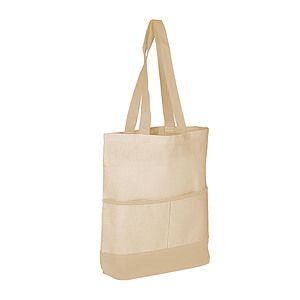 100% Cotton Canvas Tote bag w/Color Accent Pocket_R105NBT