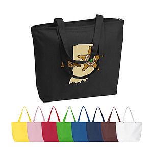 12 oz. Heavy Cotton Canvas 25L Zippered Tote Bag_R109BT