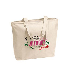 12 oz. Natural Heavy Cotton Canvas 25L Zippered Tote Bag_R109NBT