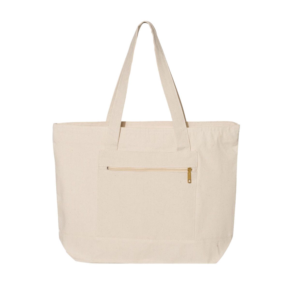 12 oz. Natural Heavy Cotton Canvas Two Tone Zippered Tote Bag_R110NBT
