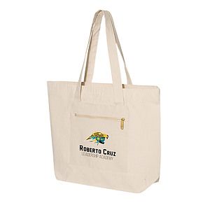 12 oz. Natural Heavy Cotton Canvas Two Tone Zippered Tote Bag_R110NBT