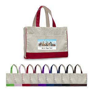 12 oz. Cotton Canvas Self Fabric Handles Tote Bag/w inside zipper pocket_R114BT