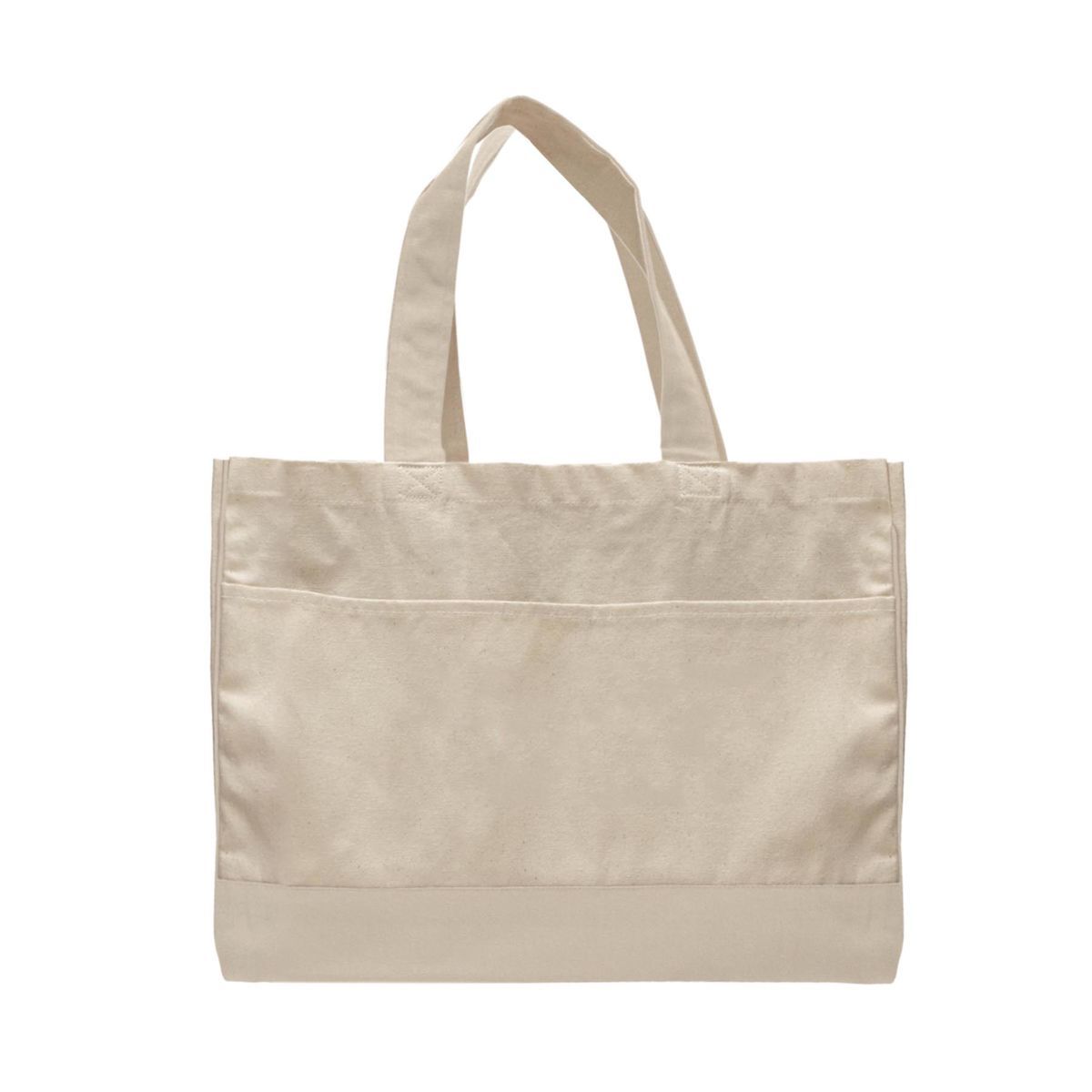 12 oz. Cotton Canvas Natural Self Fabric Handles Tote Bag/w inside zipper pocket_R114NBT