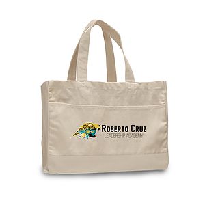 12 oz. Cotton Canvas Natural Self Fabric Handles Tote Bag/w inside zipper pocket_R114NBT