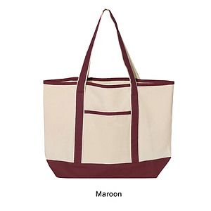 12 oz. Large Heavy Canvas Deluxe Pocket Tote Bag_R115BT