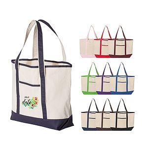 12 oz. Large Heavy Canvas Deluxe Pocket Tote Bag_R115BT