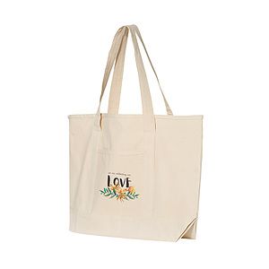 12 oz. Large Natural Heavy Canvas Deluxe Pocket Tote Bag_R115NBT