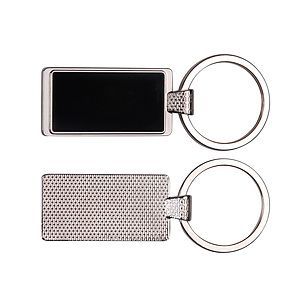 RECTANGLE METAL KEY CHAIN W/ DARK REFLECTIVE CENTER