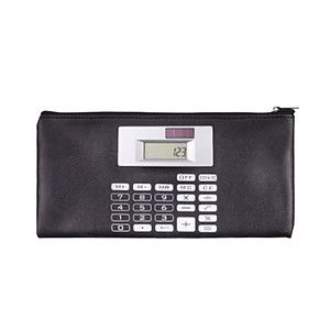Solar powered calculator money bag wallet