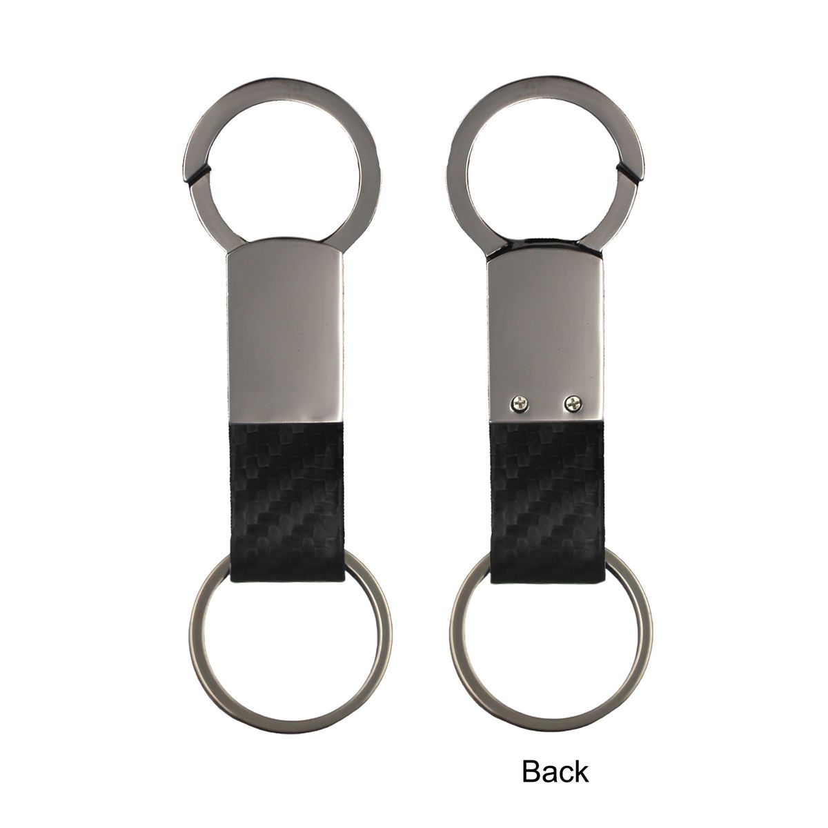 Gunmetal Faux Leather Clip-On Key Chain