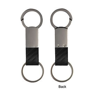 Gunmetal Faux Leather Clip-On Key Chain