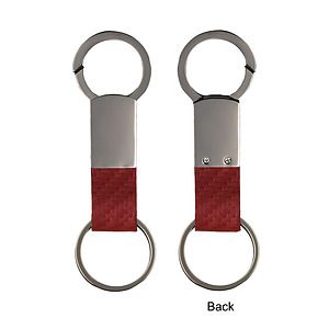 Gunmetal Faux Leather Clip-On Key Chain