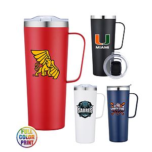 28oz Vacuum Camp Mug Powder Coated Double Wall Stainless Steel - Full Color  | Order Swag