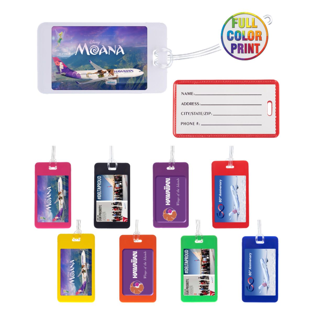Slip in pocket luggage tags - full color print | Coggins Promo