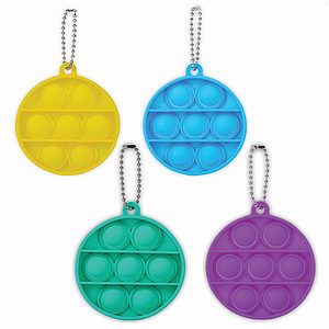 Fidget Popper Round Shaped Keychain - Full Color Imprint