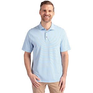 Cutter & Buck Virtue Recycled Stripe Featherlight Pique Mens Polo