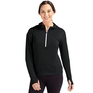 Cutter & Buck Daybreak Recycled Womens Half Zip Hooded Pullover