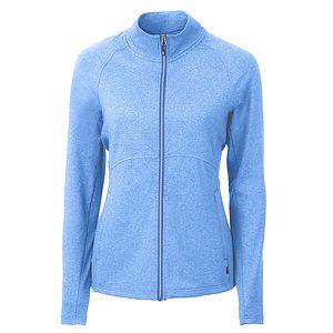 Cutter & Buck Adapt Recycled Soft Knit Stretch Womens Heathered Full Zip Jacket