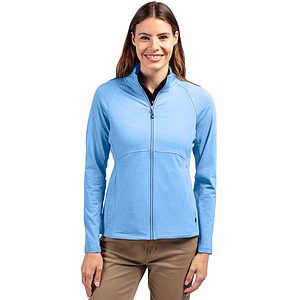 Cutter & Buck Adapt Recycled Soft Knit Stretch Womens Heathered Full Zip Jacket