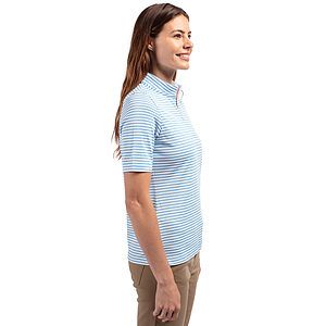Cutter & Buck Virtue Recycled Stripe Featherlight Pique Womens Half Zip